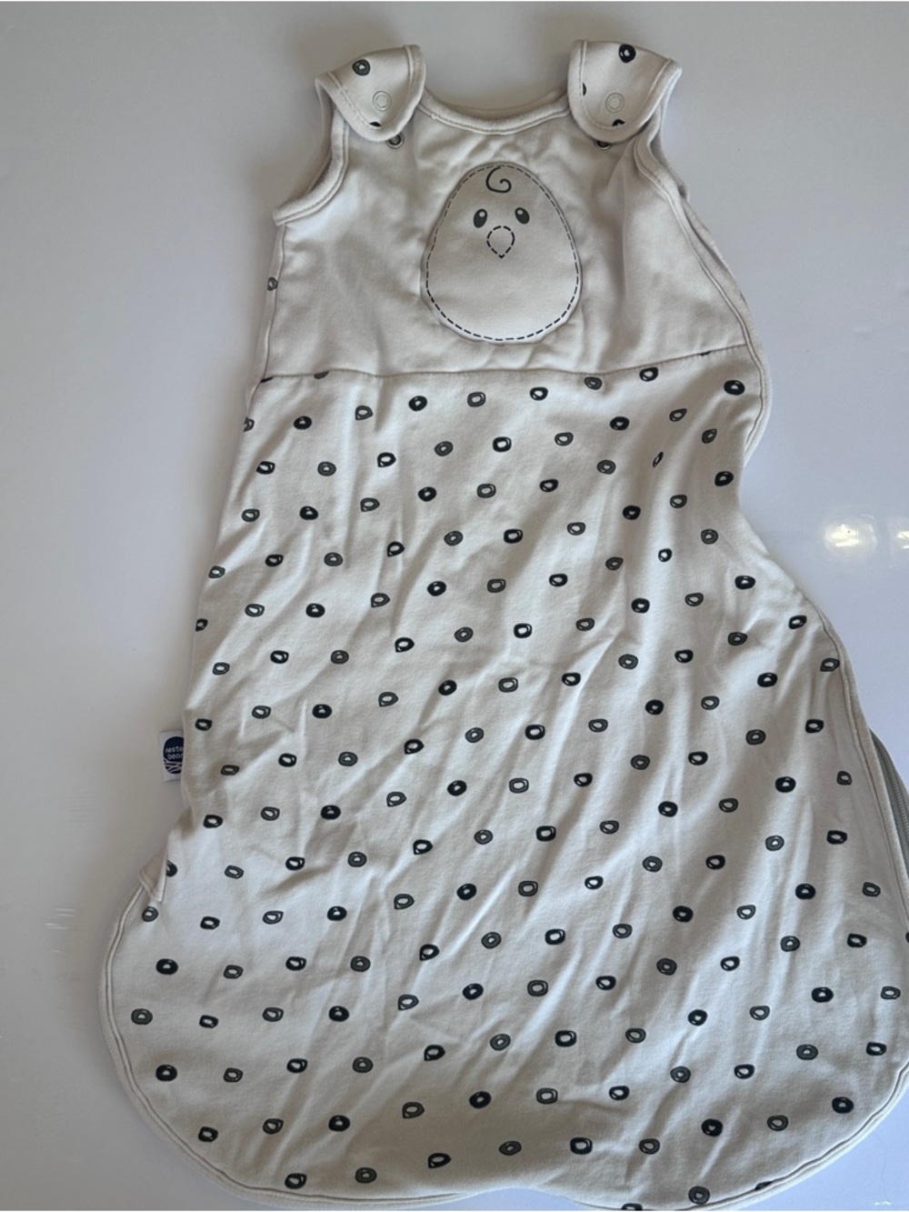 Nested Bean Cream and Black Sleep Sack Doughnut Pattern Comfy Weighted Chest